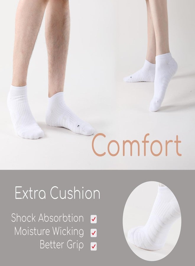 Tactia Running Socks Men Women, Cushion Padded Anti-Blister, Coolmax Moisture Wicking Cooling, Targeted Compression, Ankle Low Cut No Show Walking Hiking Tennis Golf Gym Athletic Socks (Small, White) - Image 2